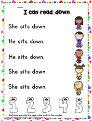 Sight Word to Read - down